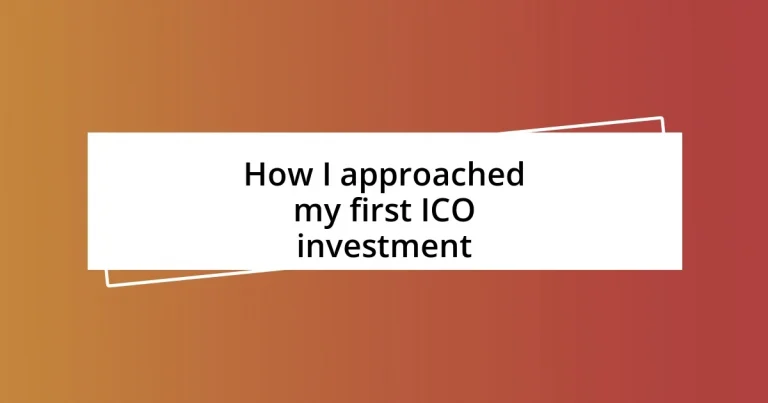 How I approached my first ICO investment