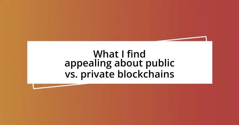 What I find appealing about public vs. private blockchains