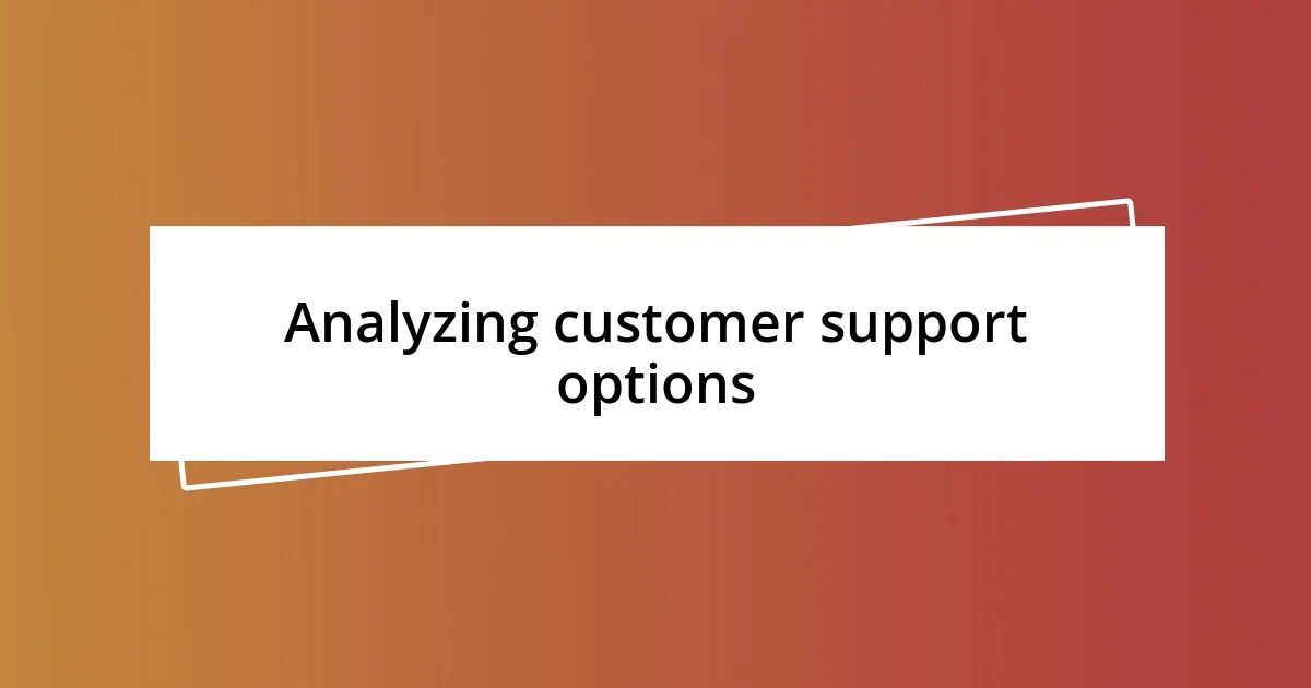 Analyzing customer support options