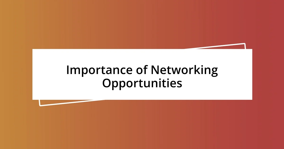 Importance of Networking Opportunities